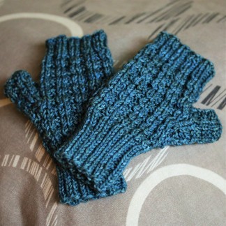 Waffle Mitts out of Tosh DK in Worn Denim